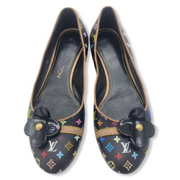 Louis Vuitton - Authenticated Ballet Flats - Leather Multicolour For Woman, Good condition